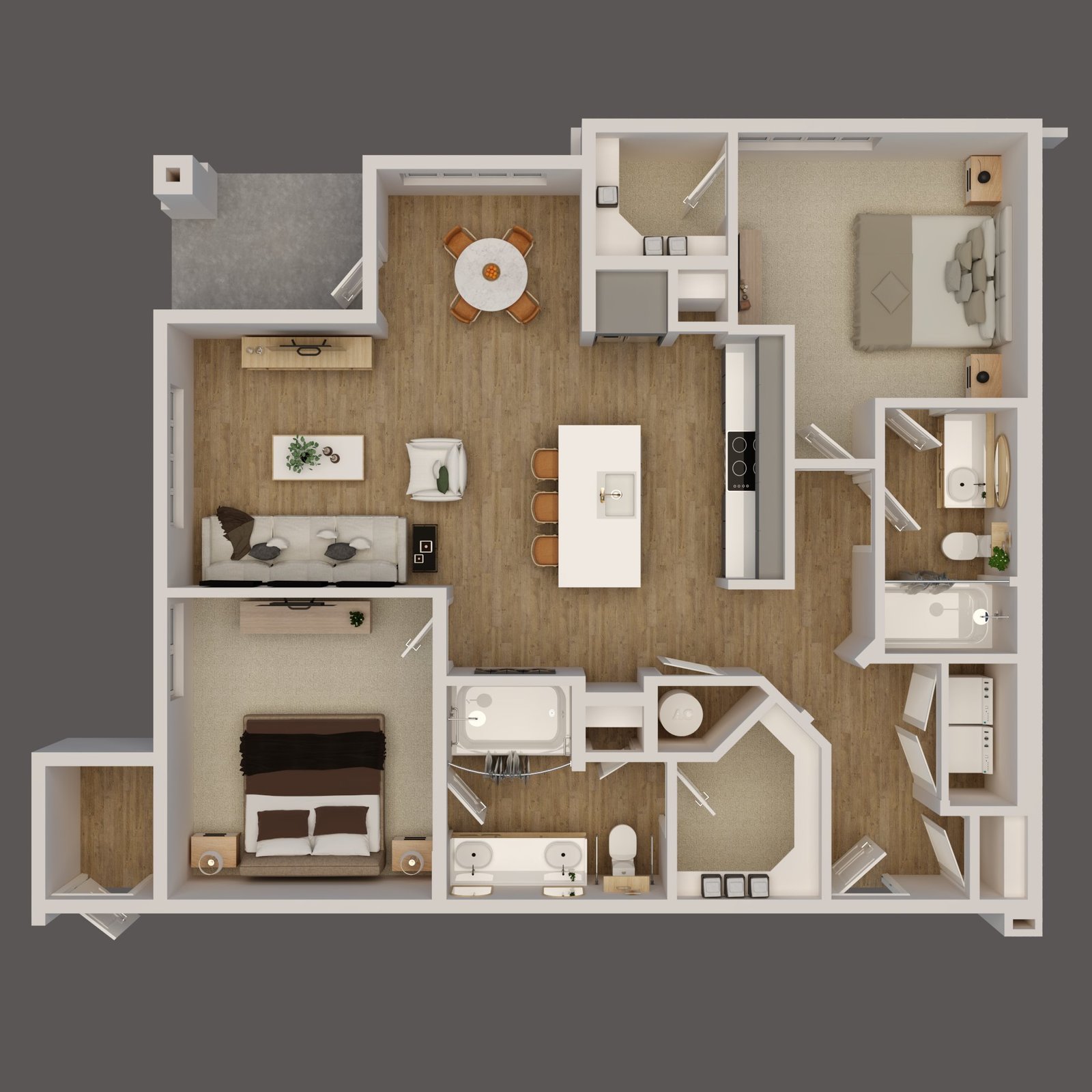 Scarlett Oak 2 bed 2 bath floor plan